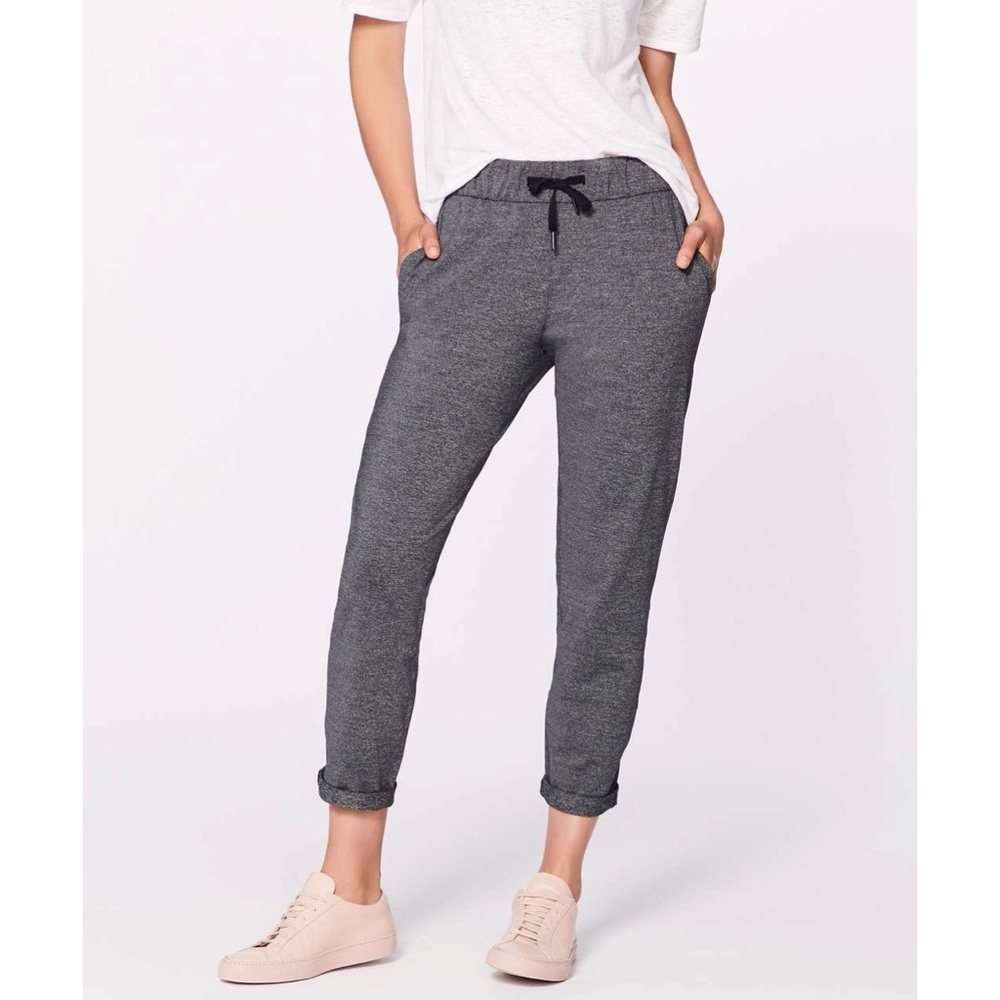 Lululemon Heathered Gray On The Fly Pants 28” size 12
